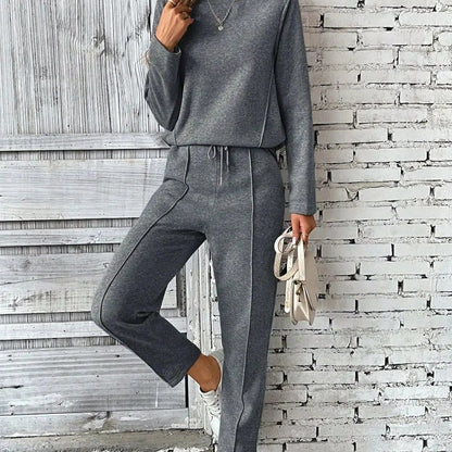 Autumn Tracksuit Suit Women Casual O Neck Long Sleeved Pullover Top Long Pants 2Piece Set Lady Drawstring Sports Outfit Set