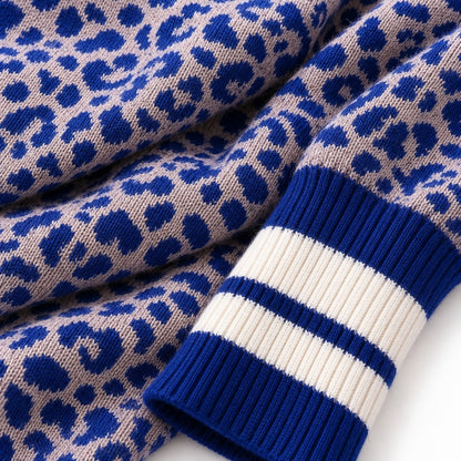 Leopard Print Sweater – blue texture