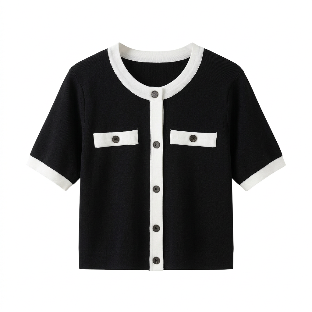 Straightened black cardigan on a white background