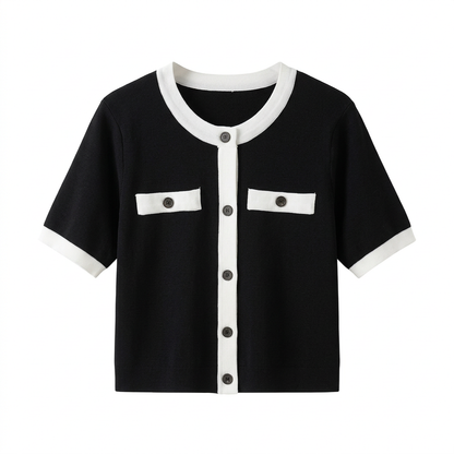 Straightened black cardigan on a white background