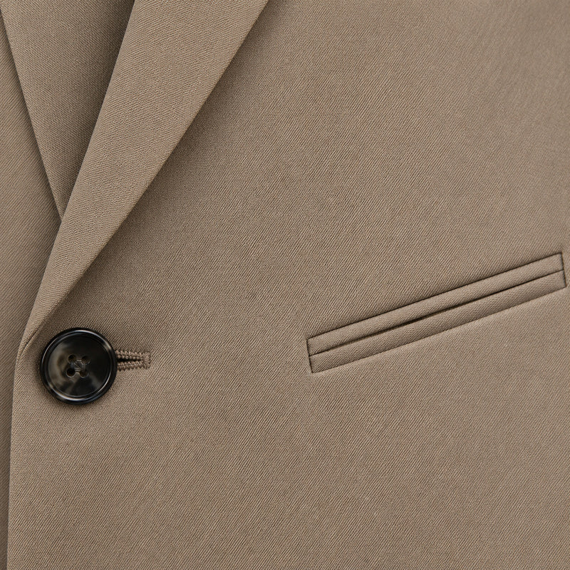 The Structured Blazer — khaki texture fabric close-up