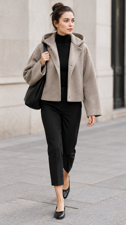Khaki Hooded Short Jacket
